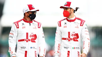 NORTHAMPTON, ENGLAND - JULY 15: Kimi Raikkonen of Finland and Alfa Romeo Racing and Antonio