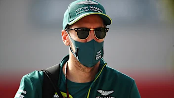 BAHRAIN, BAHRAIN - MARCH 12: Sebastian Vettel of Germany and Aston Martin F1 Team walks in the