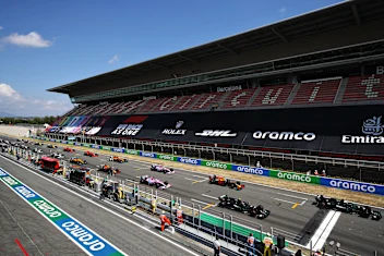 BARCELONA, SPAIN - AUGUST 16: Lewis Hamilton of Great Britain driving the (44) Mercedes AMG