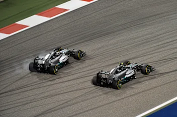 Nico Rosberg (GER) Mercedes AMG F1 W05 leads Lewis Hamilton (GBR) Mercedes AMG F1 W05. Formula One