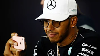 Silverstone, Northamptonshire, UK. 
Thursday 13 July 2017.
Lewis Hamilton, Mercedes AMG, uses his