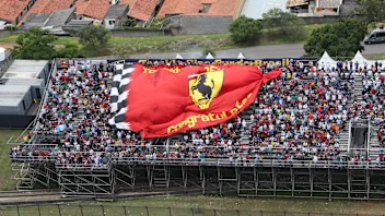 Fans and Flag at Formula One World Championship, Rd18, Brazilian Grand Prix, Race, Interlagos, Sao