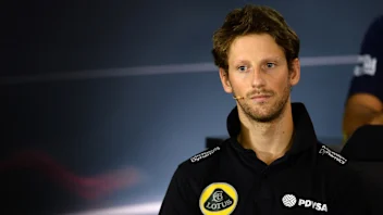 Romain Grosjean (FRA) Lotus F1 during the press conference at Formula One World Championship, Rd13,