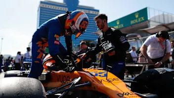 BAKU CITY CIRCUIT, AZERBAIJAN - APRIL 28: Carlos Sainz Jr, McLaren, on the grid during the