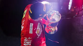 BAHRAIN INTERNATIONAL CIRCUIT, BAHRAIN - MARCH 31: Charles Leclerc, Ferrari, 3rd position, with his