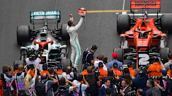 MONTE CARLO, MONACO - MAY 26: Lewis Hamilton, Mercedes AMG F1, 1st position, celebrates on arrival