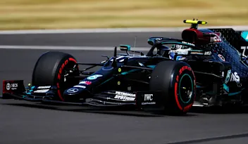 NORTHAMPTON, ENGLAND - AUGUST 08: Valtteri Bottas of Finland driving the (77) Mercedes AMG Petronas