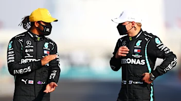ABU DHABI, UNITED ARAB EMIRATES - DECEMBER 13: Lewis Hamilton of Great Britain and Mercedes GP