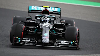 NUERBURG, GERMANY - OCTOBER 11: Valtteri Bottas of Finland driving the (77) Mercedes AMG Petronas