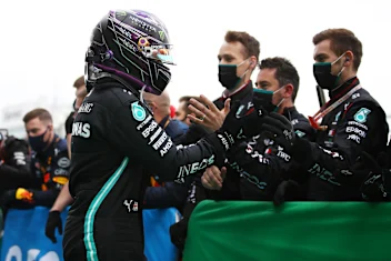 NUERBURG, GERMANY - OCTOBER 11: Race winner Lewis Hamilton of Great Britain and Mercedes GP