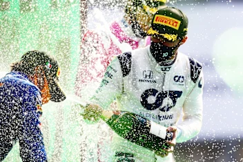 MONZA, ITALY - SEPTEMBER 06: Race winner Pierre Gasly of France and Scuderia AlphaTauri and second