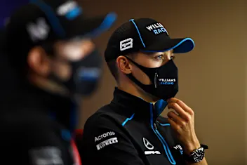 PORTIMAO, PORTUGAL - OCTOBER 22: George Russell of Great Britain and Williams talks in the Drivers