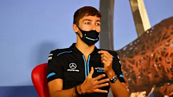 SPIELBERG, AUSTRIA - JULY 09: George Russell of Great Britain and Williams talks in the Drivers