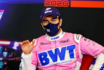 ISTANBUL, TURKEY - NOVEMBER 15: Second placed Sergio Perez of Mexico and Racing Point talks in a