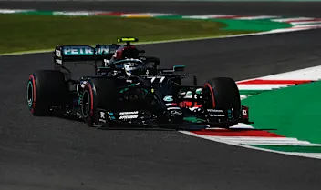 SCARPERIA, ITALY - SEPTEMBER 11: Valtteri Bottas of Finland driving the (77) Mercedes AMG Petronas
