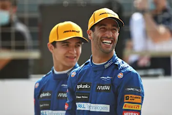 BAHRAIN, BAHRAIN - MARCH 12: Daniel Ricciardo of Australia and McLaren F1 and Lando Norris of Great