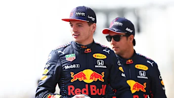 BAHRAIN, BAHRAIN - MARCH 12: Max Verstappen of Netherlands and Red Bull Racing and teammate Sergio