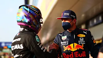 NORTHAMPTON, ENGLAND - JULY 16: Fastest qualifier Lewis Hamilton of Great Britain and Mercedes GP
