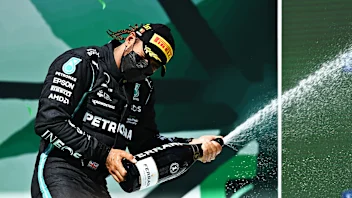 PORTIMAO, PORTUGAL - MAY 02: Race winner Lewis Hamilton of Great Britain and Mercedes GP celebrates