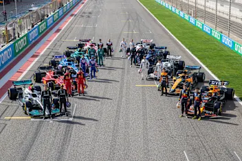 BAHRAIN, BAHRAIN - MARCH 10: (EDITORS NOTE: Image has been digitally retouched) The F1 drivers pose