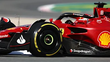 BARCELONA, SPAIN - MAY 20: Charles Leclerc of Monaco driving (16) the Ferrari F1-75 on track during