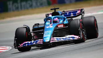 BARCELONA, SPAIN - MAY 21: Fernando Alonso of Spain driving the (14) Alpine F1 A522 Renault on