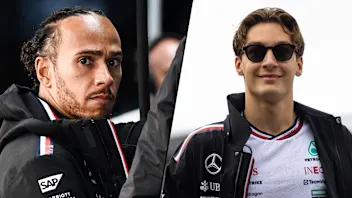 SUZUKA, JAPAN - APRIL 05: Lewis Hamilton of Great Britain and Mercedes looks on in the garage
