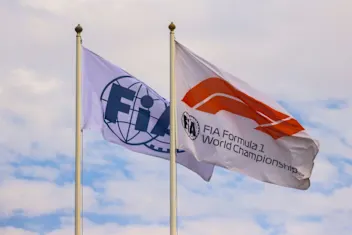 FIA flags are seen during Formula 1 Abu Dhabi Grand Prix 2022 at Yas Marina Circuit on November 20,
