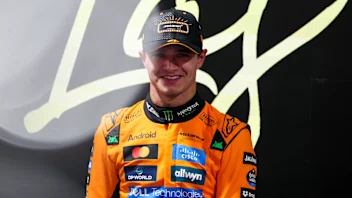 LAS VEGAS, NEVADA - NOVEMBER 21: Pole position qualifier Lando Norris of Great Britain and McLaren