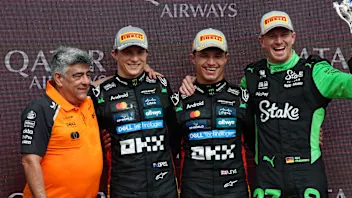 BUDAPEST, HUNGARY - AUGUST 03: Race winner Lando Norris of Great Britain and McLaren and Second