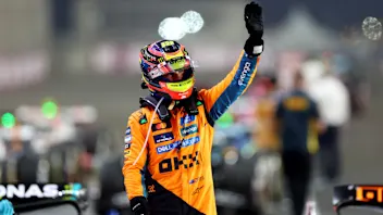 LUSAIL CITY, QATAR - NOVEMBER 29: Sprint winner Oscar Piastri of Australia and McLaren celebrates