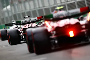 JEDDAH, SAUDI ARABIA - MARCH 18: Zhou Guanyu of China driving the (24) Alfa Romeo F1 C43 Ferrari on