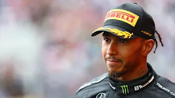MONTREAL, QUEBEC - JUNE 18: Third placed Lewis Hamilton of Great Britain and Mercedes celebrates on