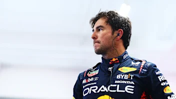 LAS VEGAS, NEVADA - NOVEMBER 18: Twelfth placed qualifier Sergio Perez of Mexico and Oracle Red