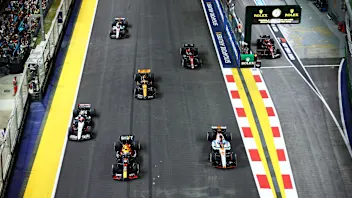 SINGAPORE, SINGAPORE - SEPTEMBER 17: Sergio Perez of Mexico driving the (11) Oracle Red Bull Racing