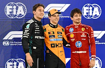 BAHRAIN, BAHRAIN - APRIL 12: Pole position qualifier Oscar Piastri of Australia and McLaren Second