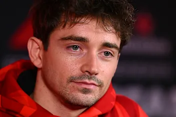 LAS VEGAS, NEVADA - NOVEMBER 19: Charles Leclerc of Monaco and Scuderia Ferrari talks to the media