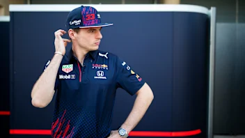 BAHRAIN, BAHRAIN - MARCH 25: Max Verstappen of Netherlands and Red Bull Racing looks on in the