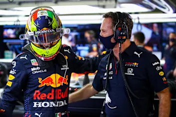 BAHRAIN, BAHRAIN - MARCH 27: Sergio Perez of Mexico and Red Bull Racing and Red Bull Racing Team