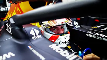 BAHRAIN, BAHRAIN - MARCH 27: Max Verstappen of Netherlands and Red Bull Racing looks on from his