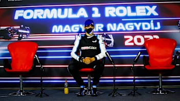 OCON Esteban (fra), Alpine F1 A521, portrait , press conference during the Formula 1 Magyar Nagydij