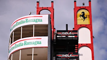 IMOLA, ITALY - APRIL 15: A general view of a track building during previews ahead of the F1 Grand