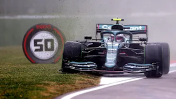 IMOLA, ITALY - APRIL 18: Sebastian Vettel of Germany driving the (5) Aston Martin AMR21 Mercedes