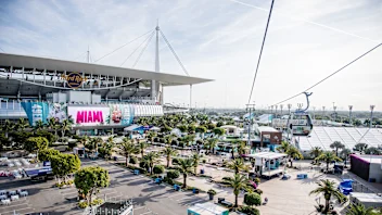 during the first gondola ride at 
Hard Rock Stadium in Miami Gardens, Florida on January 31st,