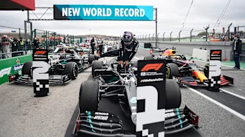 PORTIMAO, PORTUGAL - OCTOBER 25: Race winner Lewis Hamilton of Great Britain and Mercedes GP