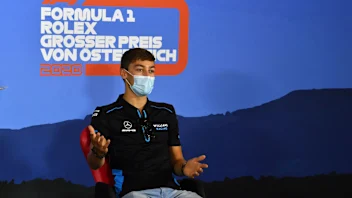 George Russell, Williams, during the drivers press