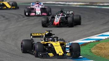 HOCKENHEIMRING, GERMANY - JULY 22: Nico Hulkenberg, Renault Sport F1 Team R.S. 18, leads Romain