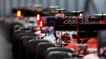 Antonio Giovinazzi, Alfa Romeo Racing C39, in the queue to leave the pits during