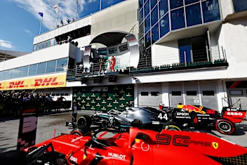 BUDAPEST, HUNGARY - AUGUST 04: A general view as the top three finishers, Lewis Hamilton of Great