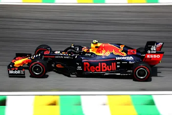 SAO PAULO, BRAZIL - NOVEMBER 16: Alexander Albon of Thailand driving the (23) Aston Martin Red Bull